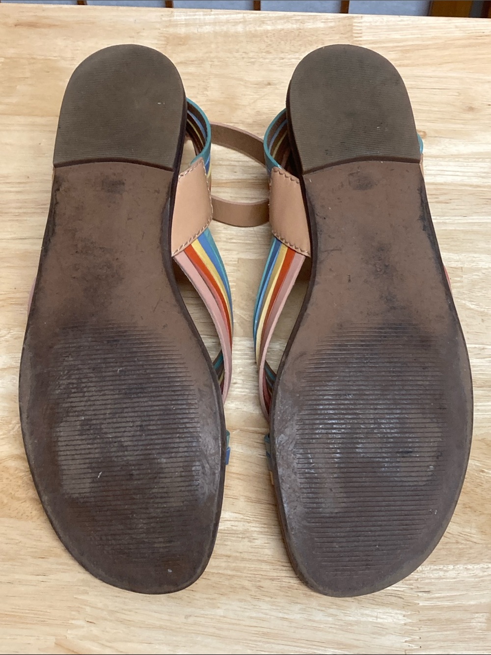 Madewell The Samira Flat Sandal in Leather Rainbow Striped Edition Sz 8 - Picture 7 of 12